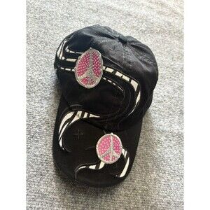 M&F Western Products Women's Peace Hat Bling Cap Black Beaded Adult One Size $